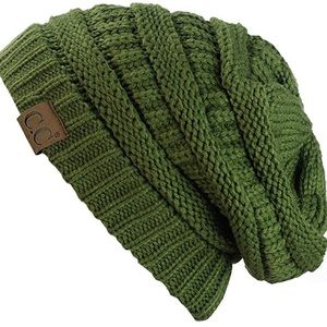 Green Cable Knit Beanie